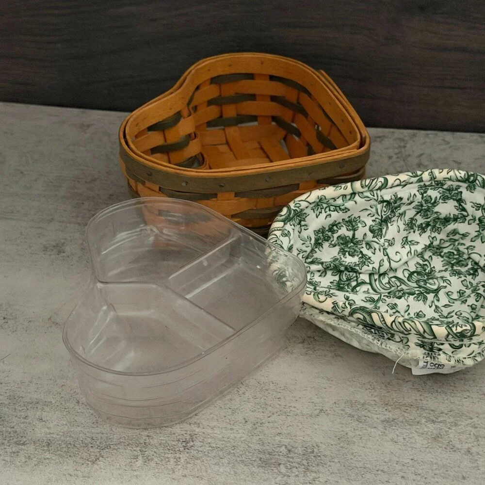Longaberger Baskets 2000 Sweetheart Green Little Love Basket Liners 4-Piece Set